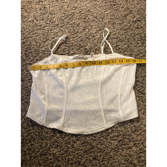 Vtg Y2k Victorias Secret White Velvet Tank Top Sz M Coquette Cottagecore Angel - Picture 6 of 7